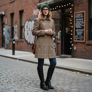 Express Wool-Blend Houndstooth Coat — Size Small — Excellent Condition c